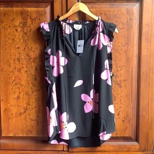 NWT Kate Spade Grand Flora Tie Neck Shell